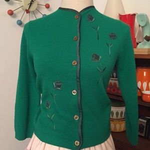 Vintage 50s Pin Up Dita Style Cardigan Sweater Sm